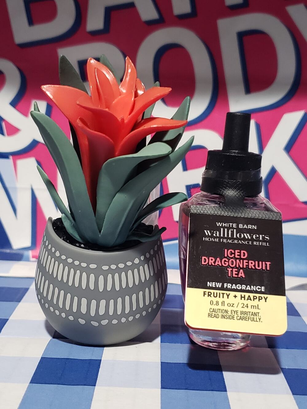 BBW Guzmania Air Plant Fragrance Wallflower Plug In w. Iced Dragonfruit Refill